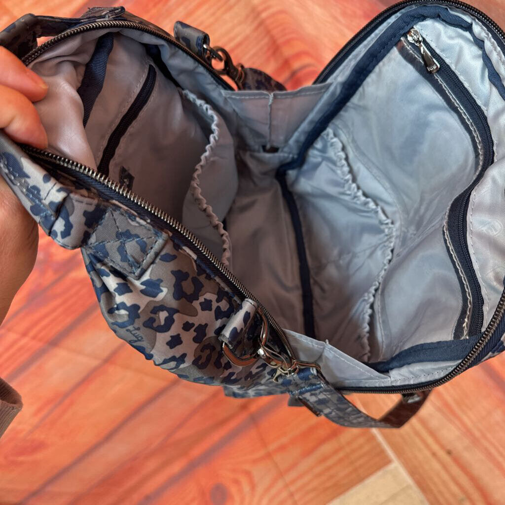 Lug Quilted Blue Camouflage Crossbody Bag