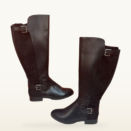 Liz Claiborne Black Knee-High Buckle Boots - 8.5