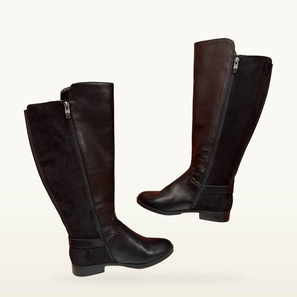 Liz Claiborne Black Knee-High Buckle Boots - 8.5
