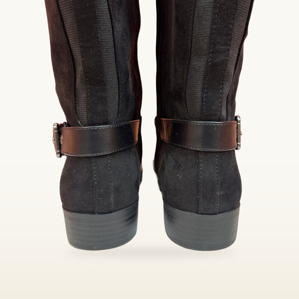 Liz Claiborne Black Knee-High Buckle Boots - 8.5