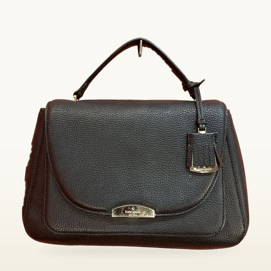 Kate Spade New York Black Pebbled Leather Top-Handle Flap Satchel
