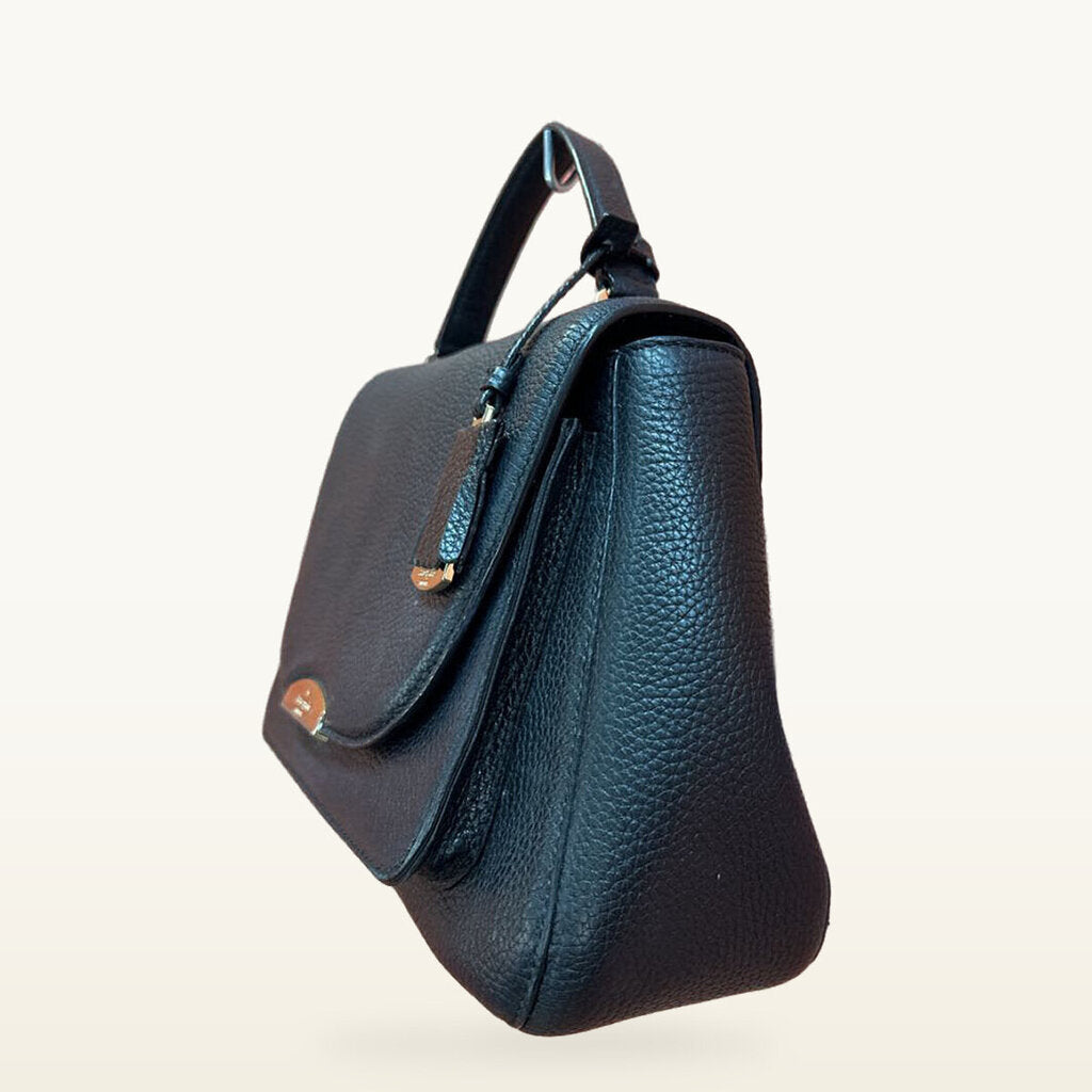 Kate Spade New York Black Pebbled Leather Top-Handle Flap Satchel