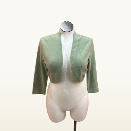 Ann Taylor Green Cashmere Cropped Cardigan - Large
