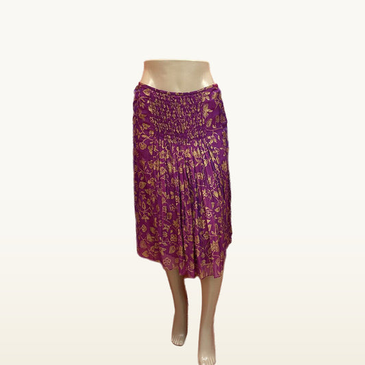 Lafayette 148 New York Purple and Gold Floral Skirt - Medium