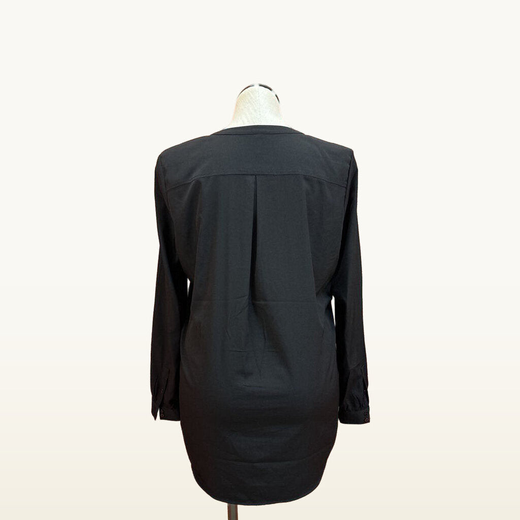 NYDJ Black Long-Sleeve Tunic Blouse - Large