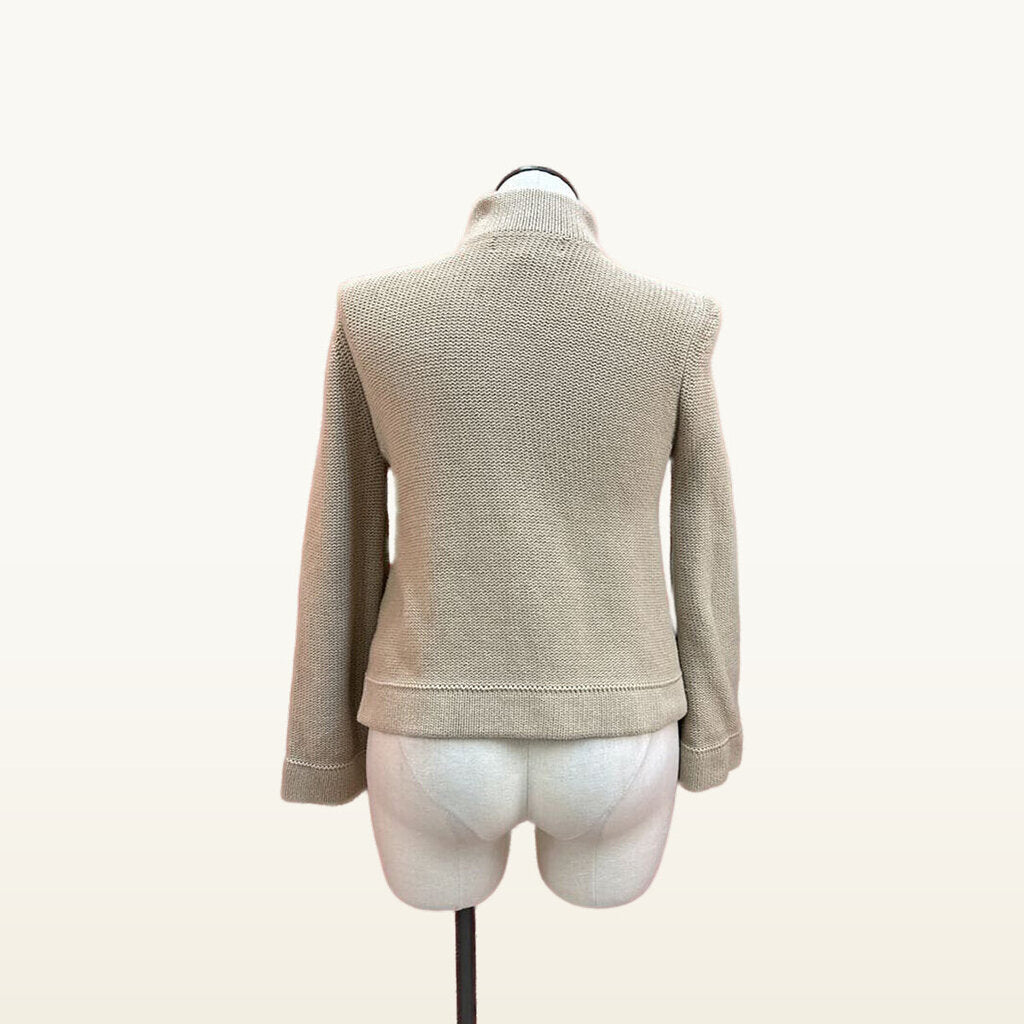 Roni Zilkha Tan Three-Button Knit Cardigan - Large