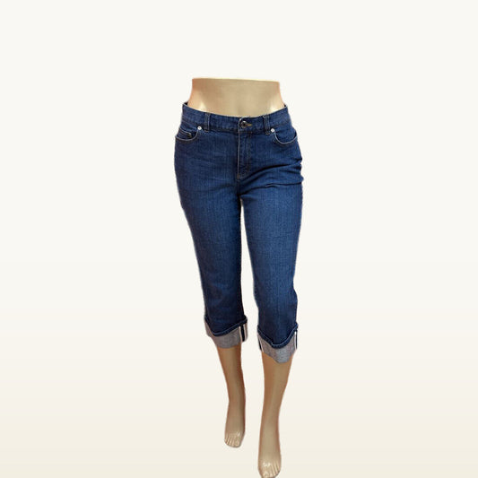 Talbots Blue Cuffed Denim Capris - 10