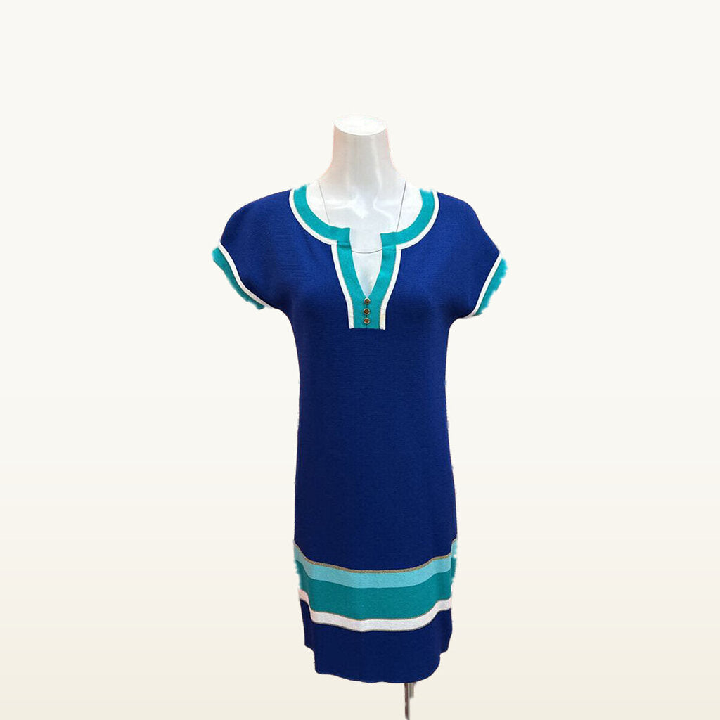 Luisa Spagnoli Blue Contrast Trim Dress - S