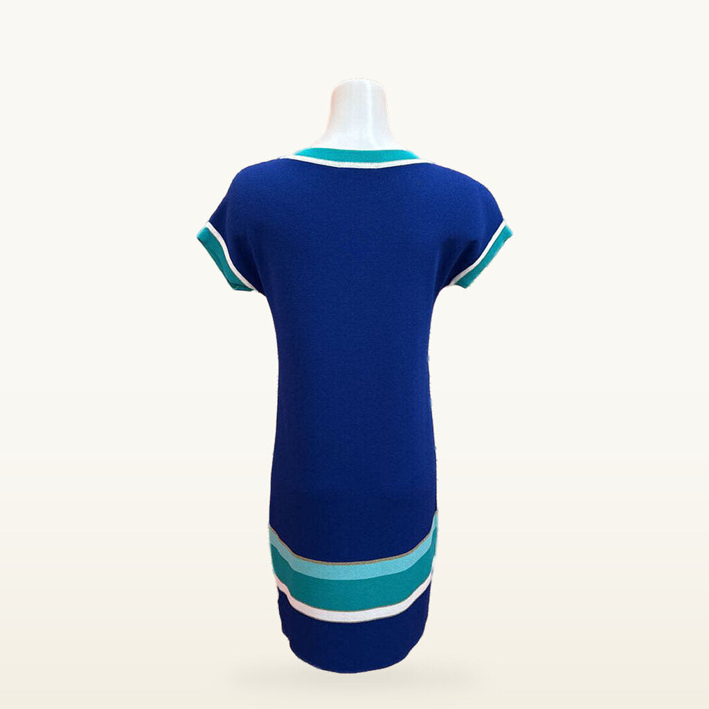 Luisa Spagnoli Blue Contrast Trim Dress - S