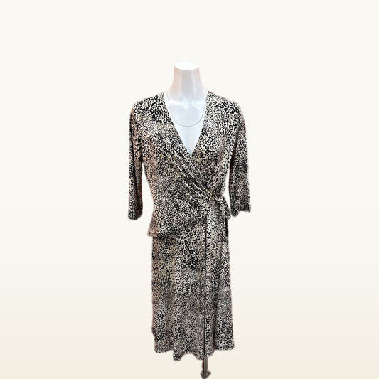 Leopard Print Tie Waist Wrap Dress - Medium