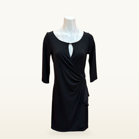 White House Black Market Black Draped Keyhole Dress - Small