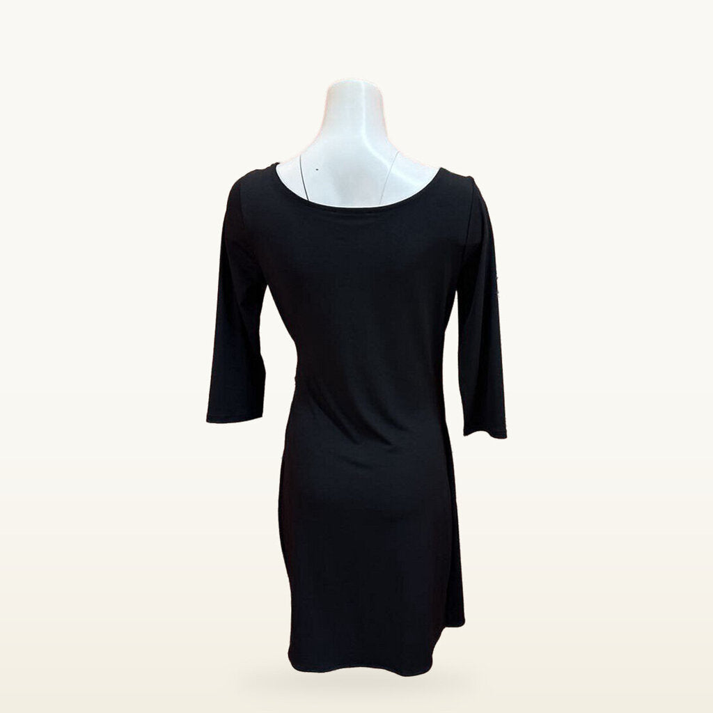 White House Black Market Black Draped Keyhole Dress - Small