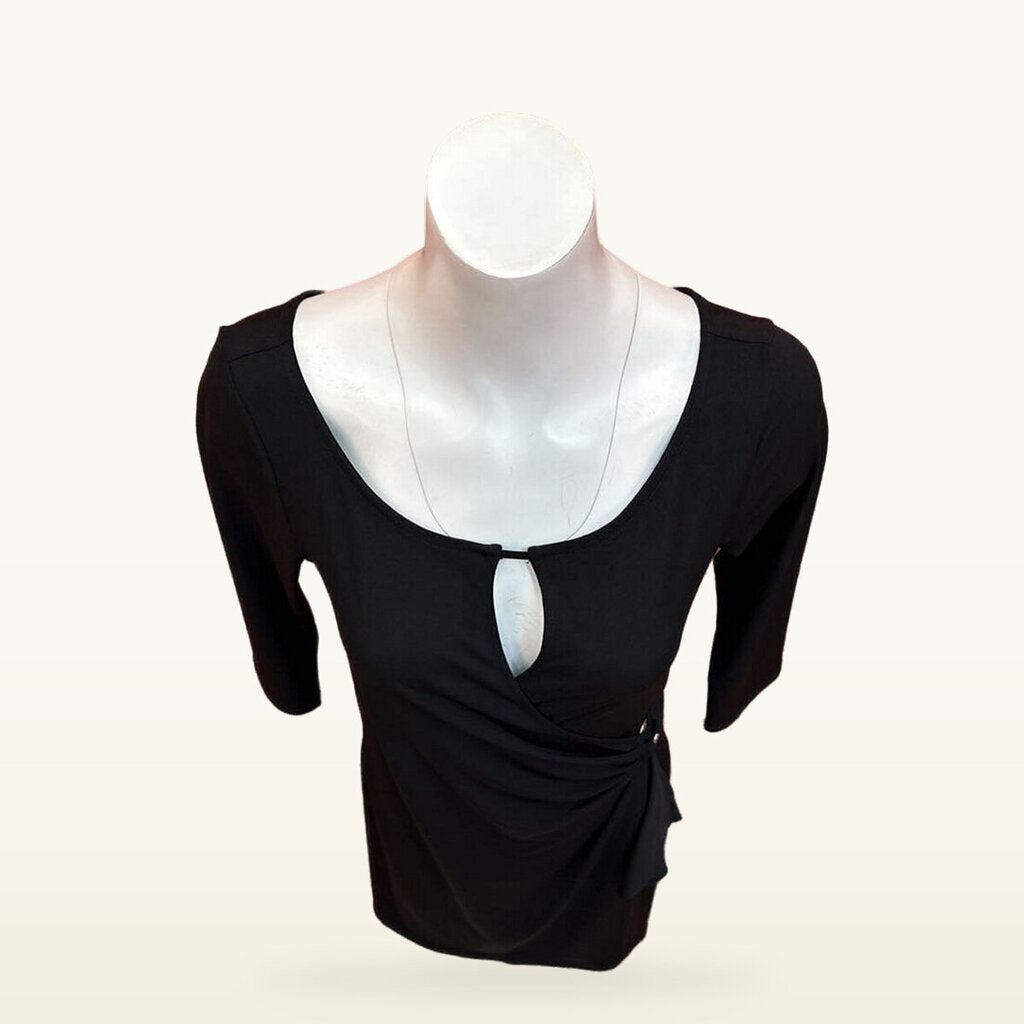 White House Black Market Black Draped Keyhole Dress - Small