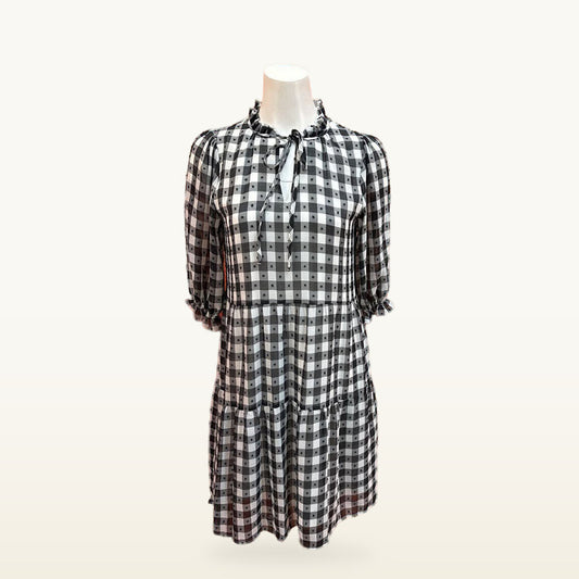 Nanette Lepore Dotted Check Tiered Dress - Small