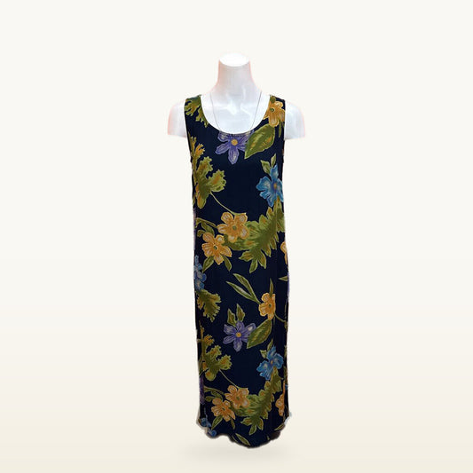 Chico's Design Navy Floral Maxi Dress - 0 (S/4)