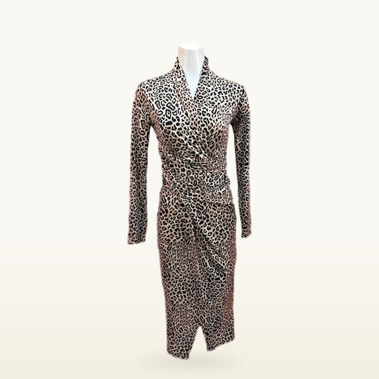 Rachel Roy Leopard Print Ruched Dress - Small