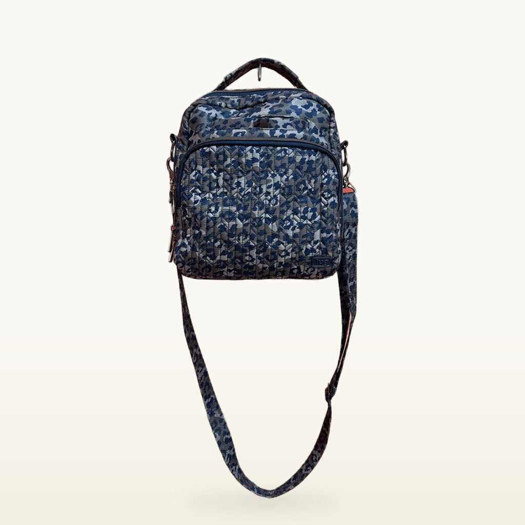 Lug Quilted Blue Camouflage Crossbody Bag