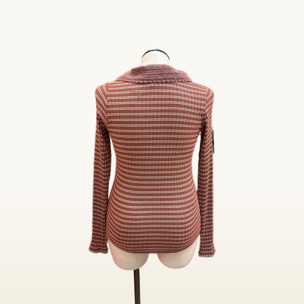 FREE PEOPLE RUST STRIPED TOP SIZE LARGE