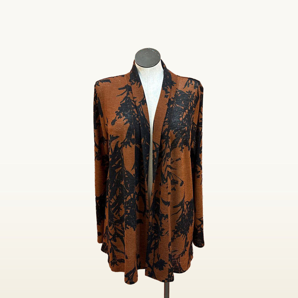 Soft Surroundings Rust and Black Botanical Cardigan - Large