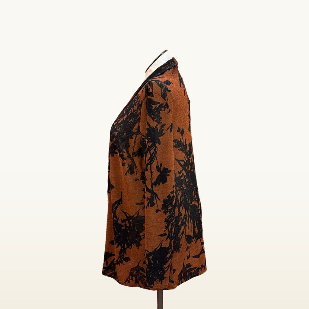 Soft Surroundings Rust and Black Botanical Cardigan - Large