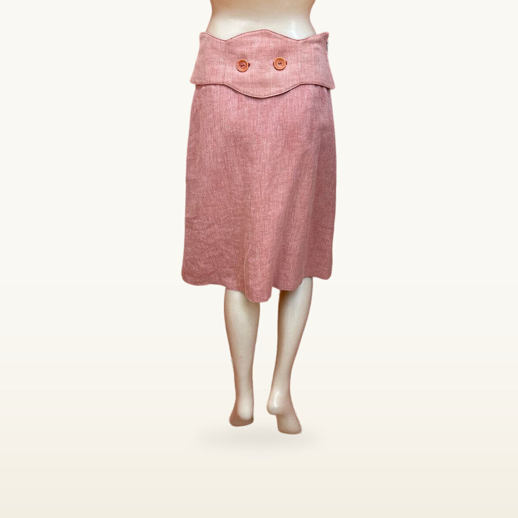 Luca Luca Pink Two-Button Skirt - Size 40 (Medium)