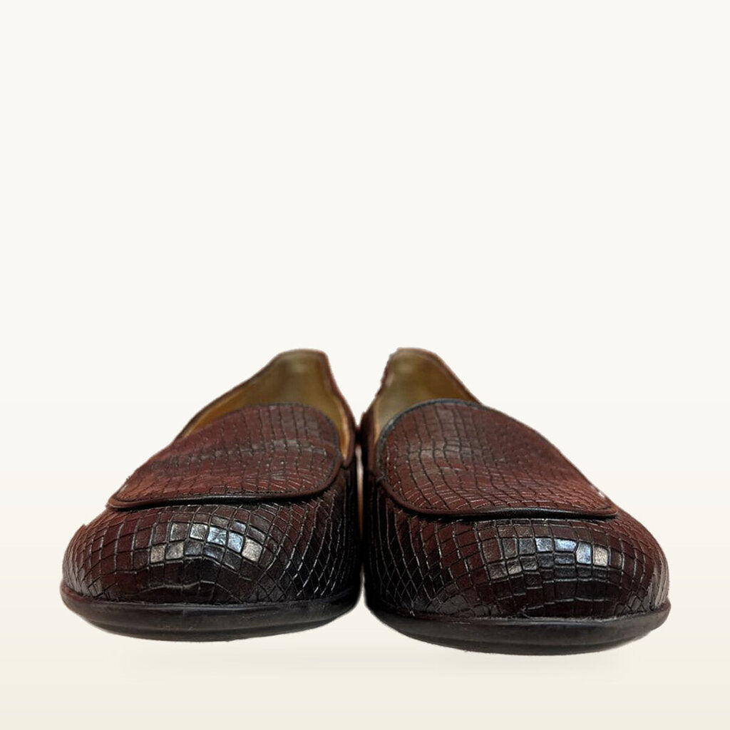 Dansko Black Crocodile-Embossed Flats - Size 8.5