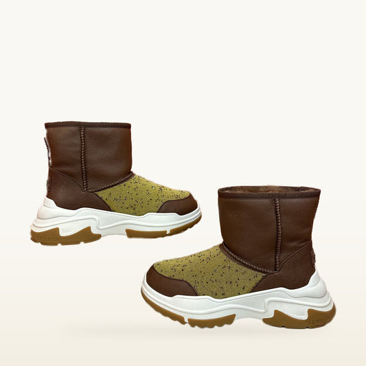 Australia Luxe Collective Brown & Green Ankle Boots - Size 10