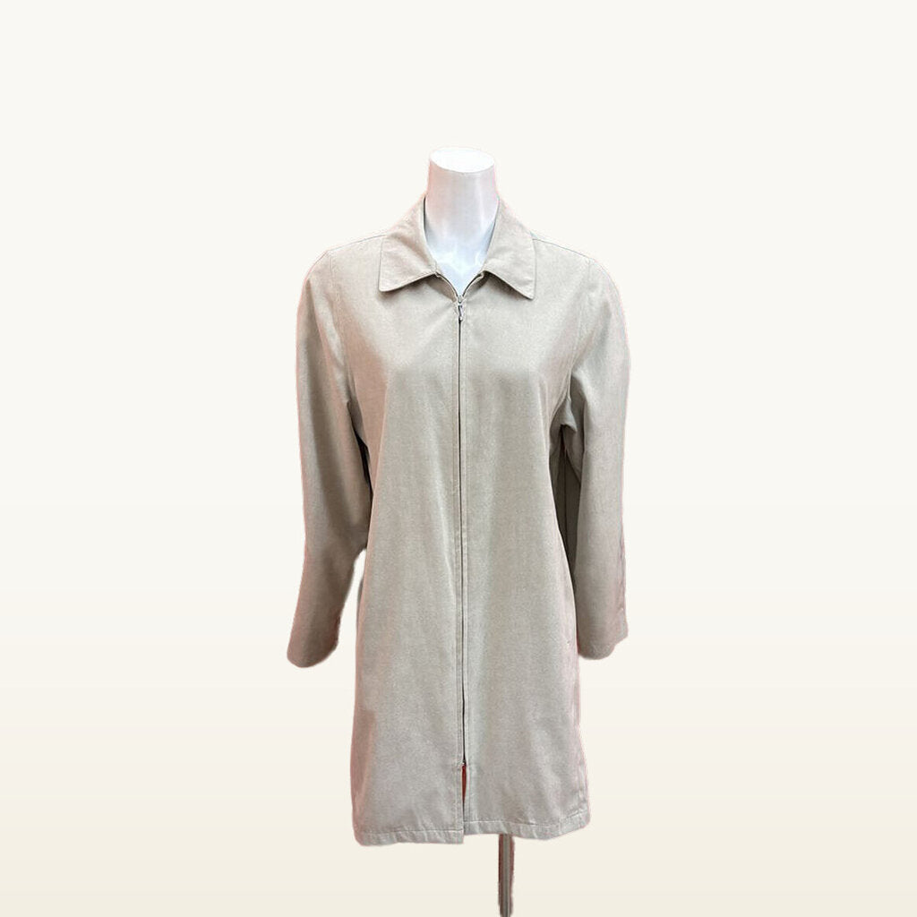 London Fog Beige Zip-Front Coat - Medium