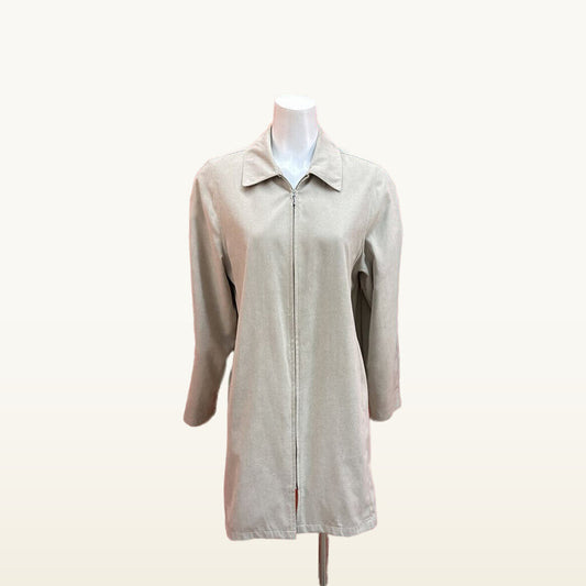 London Fog Beige Zip-Front Coat - Medium
