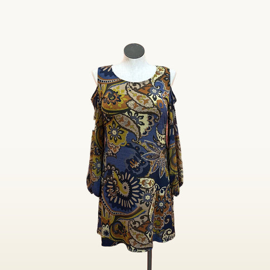MSK Multicolor Paisley Cold-Shoulder Dress - Large