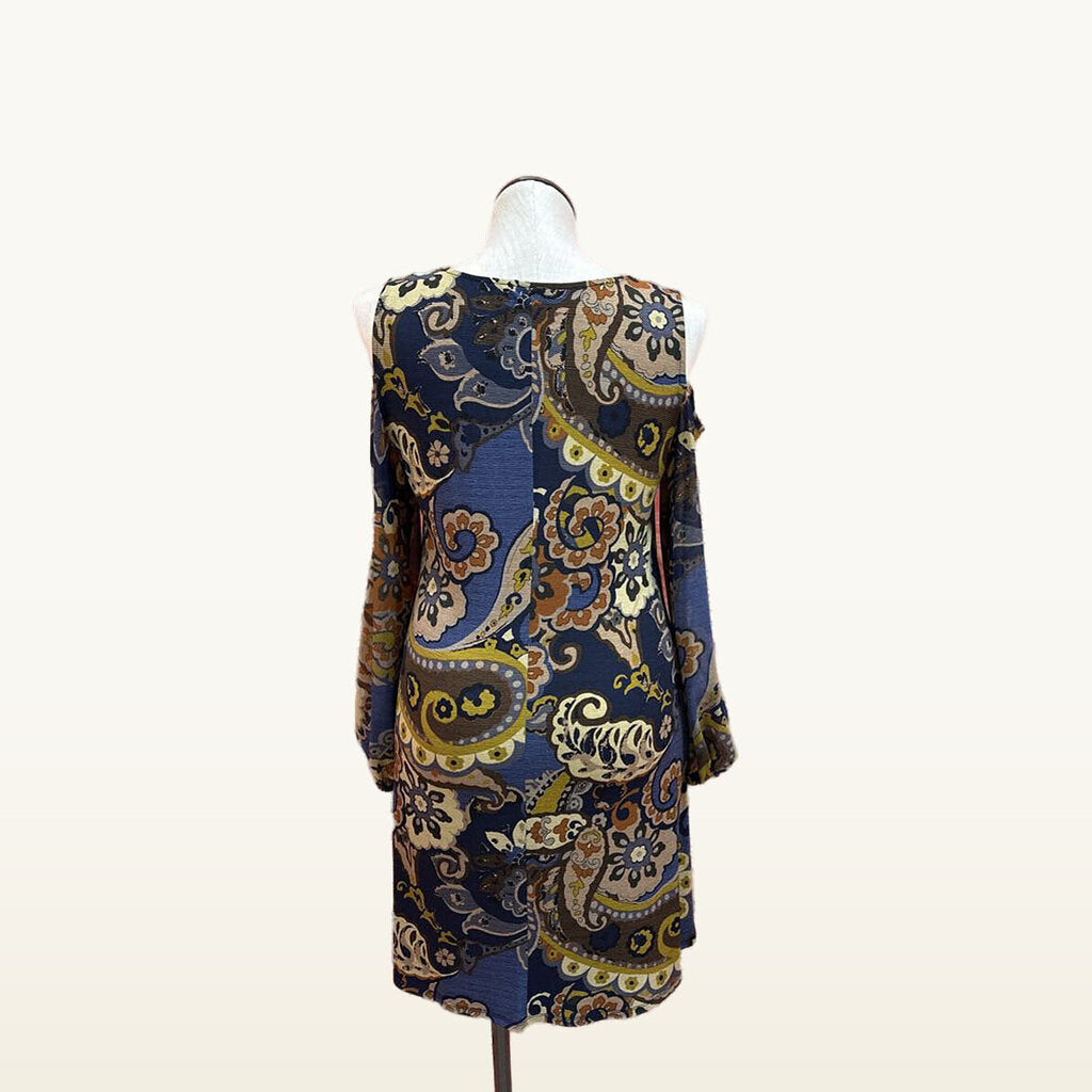 MSK Multicolor Paisley Cold-Shoulder Dress - Large