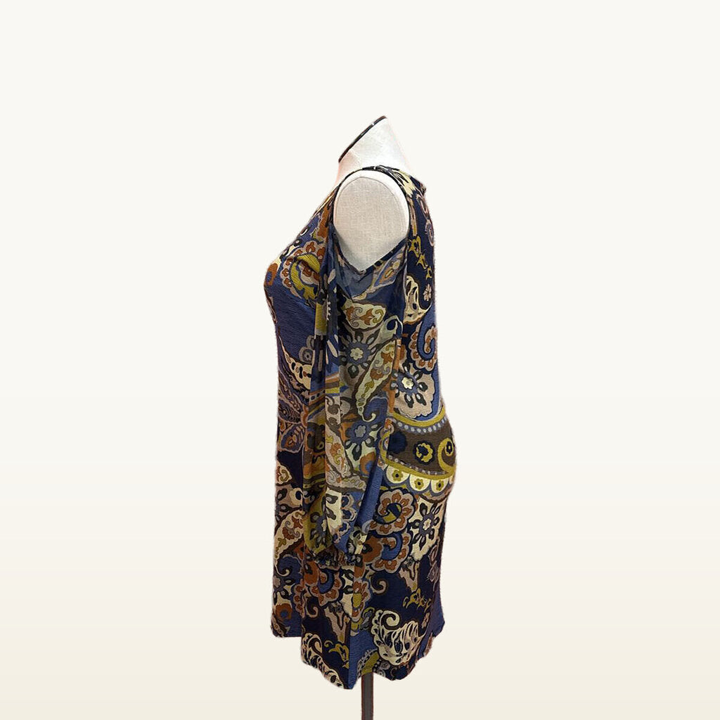 MSK Multicolor Paisley Cold-Shoulder Dress - Large