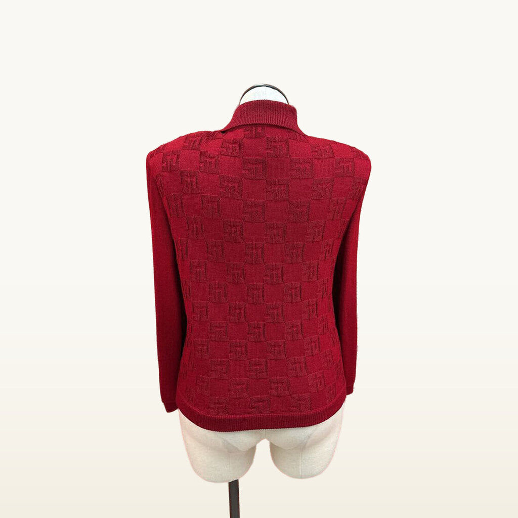 St. John Sport Red Textured Zip-Front Jacket - Large