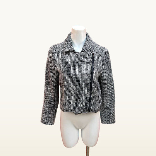 Cupcakes & Cashmere Black and White Tweed Moto Jacket - Medium