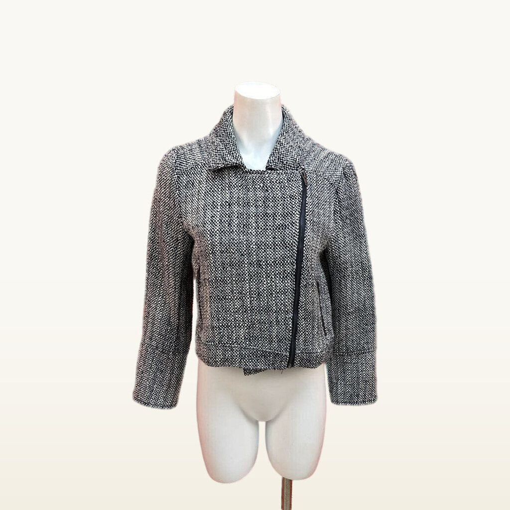 CUPCAKES & CASHMERE WHITE TWEED MOTO JACKET SIZE MEDIUM