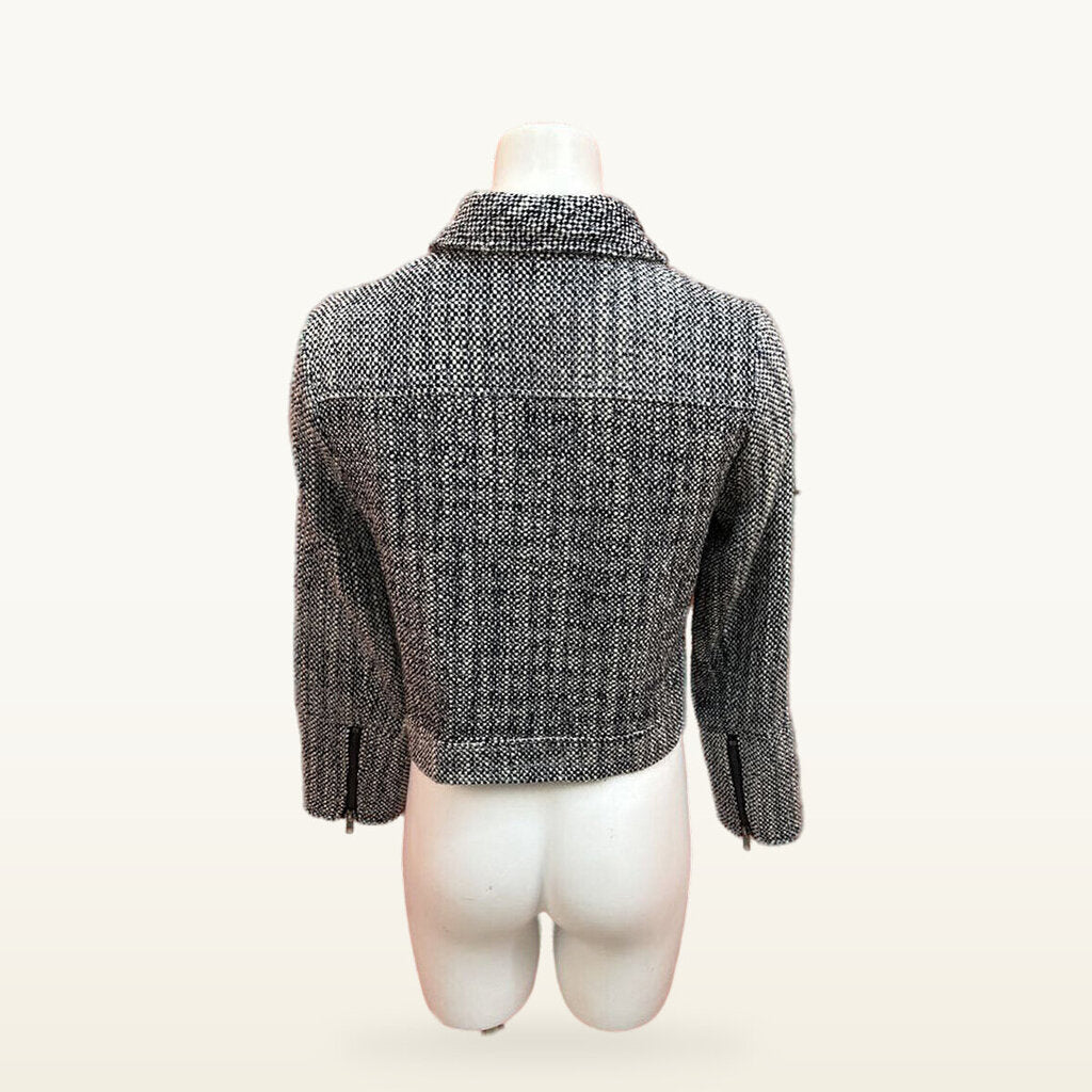 CUPCAKES & CASHMERE WHITE TWEED MOTO JACKET SIZE MEDIUM