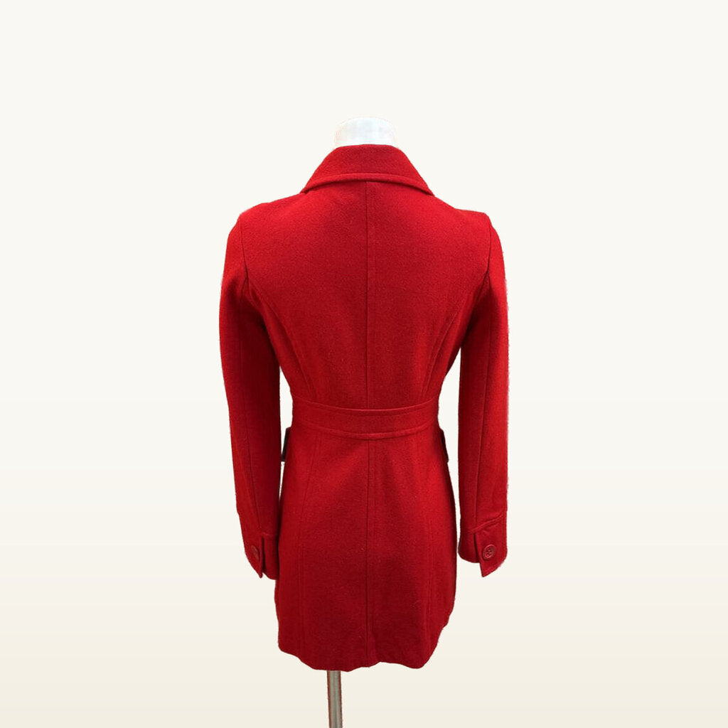 Tulle Red Button-Front Coat - Medium