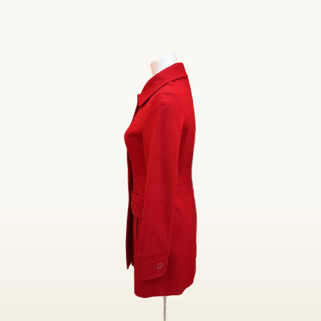 Tulle Red Button-Front Coat - Medium