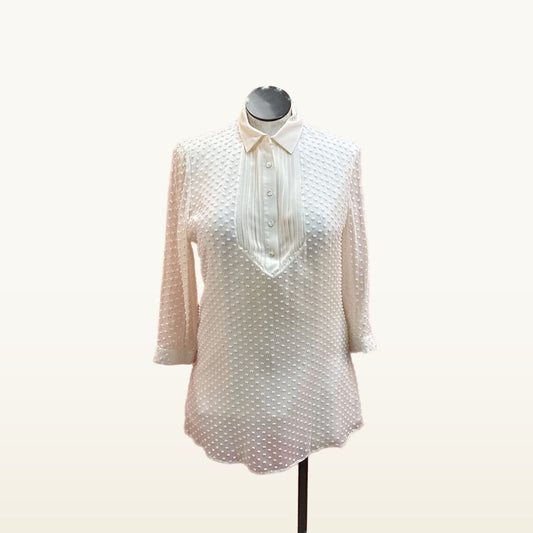 J.McLaughlin Ivory Clip-Dot Tunic Top - Large