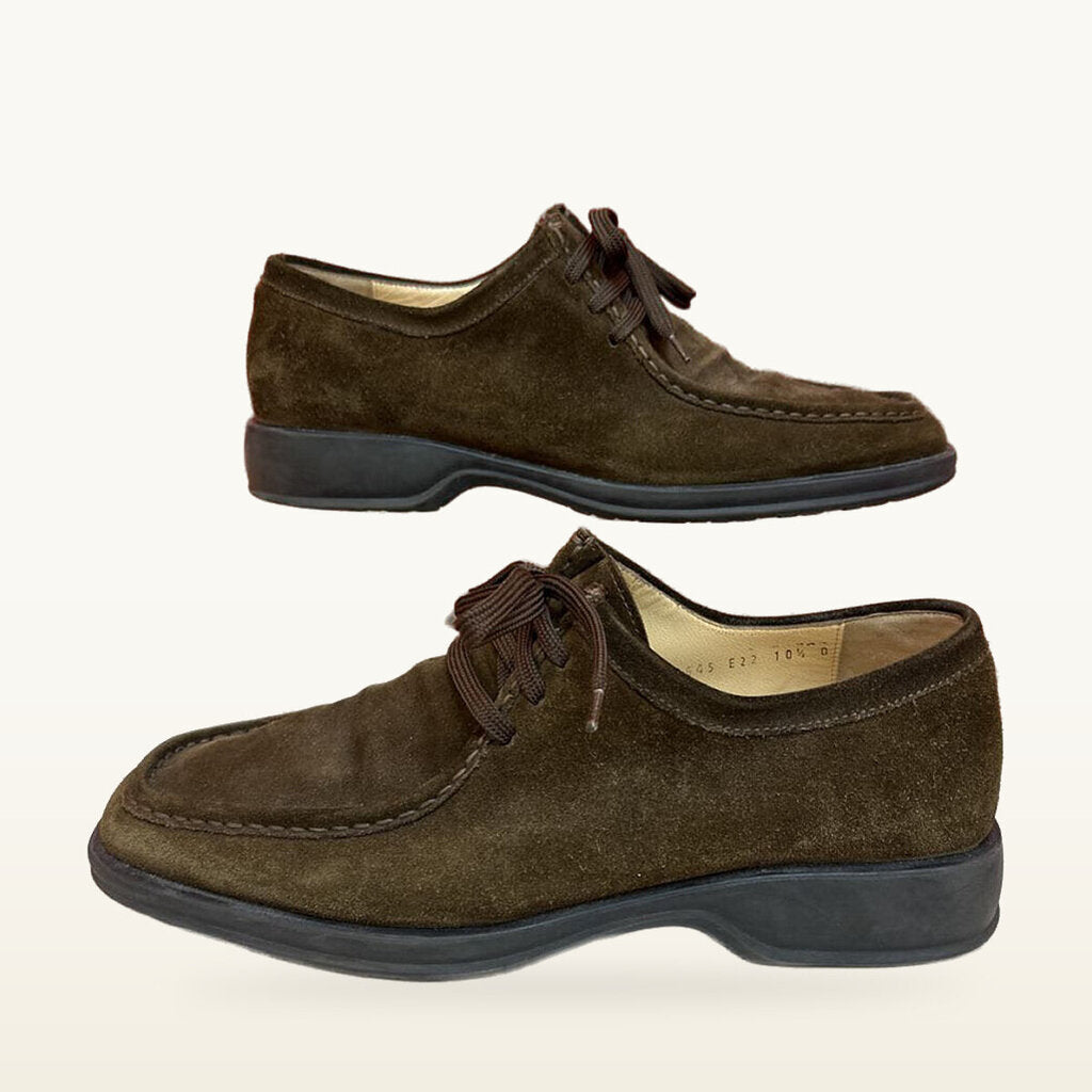 Men's Brown Moc-Toe Lace-Up Shoes - Size 10 1/2