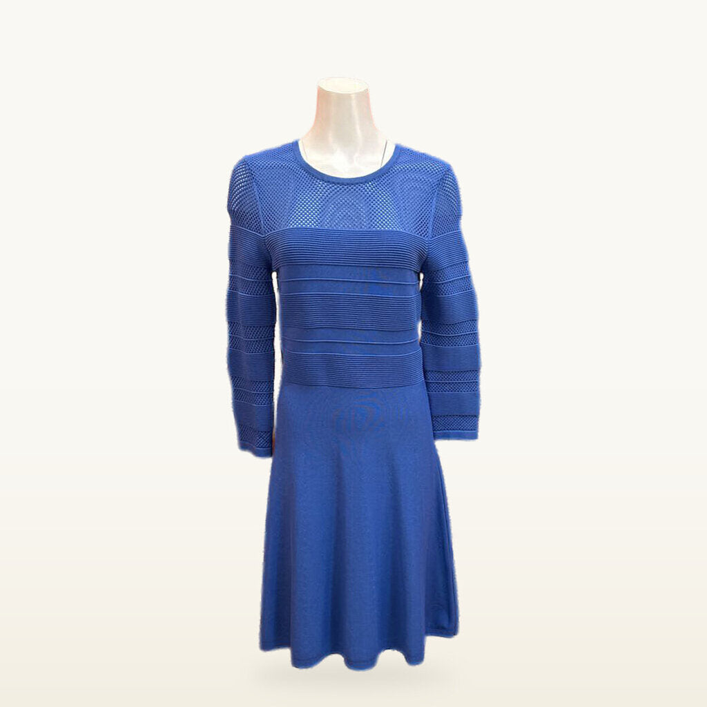 Vince Camuto Blue Mixed-Stitch Knit Dress - Medium