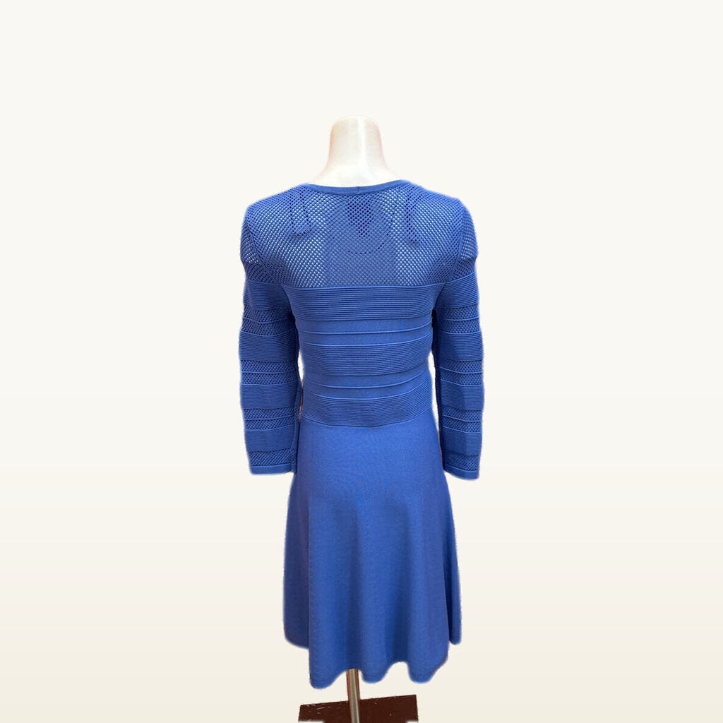 Vince Camuto Blue Mixed-Stitch Knit Dress - Medium