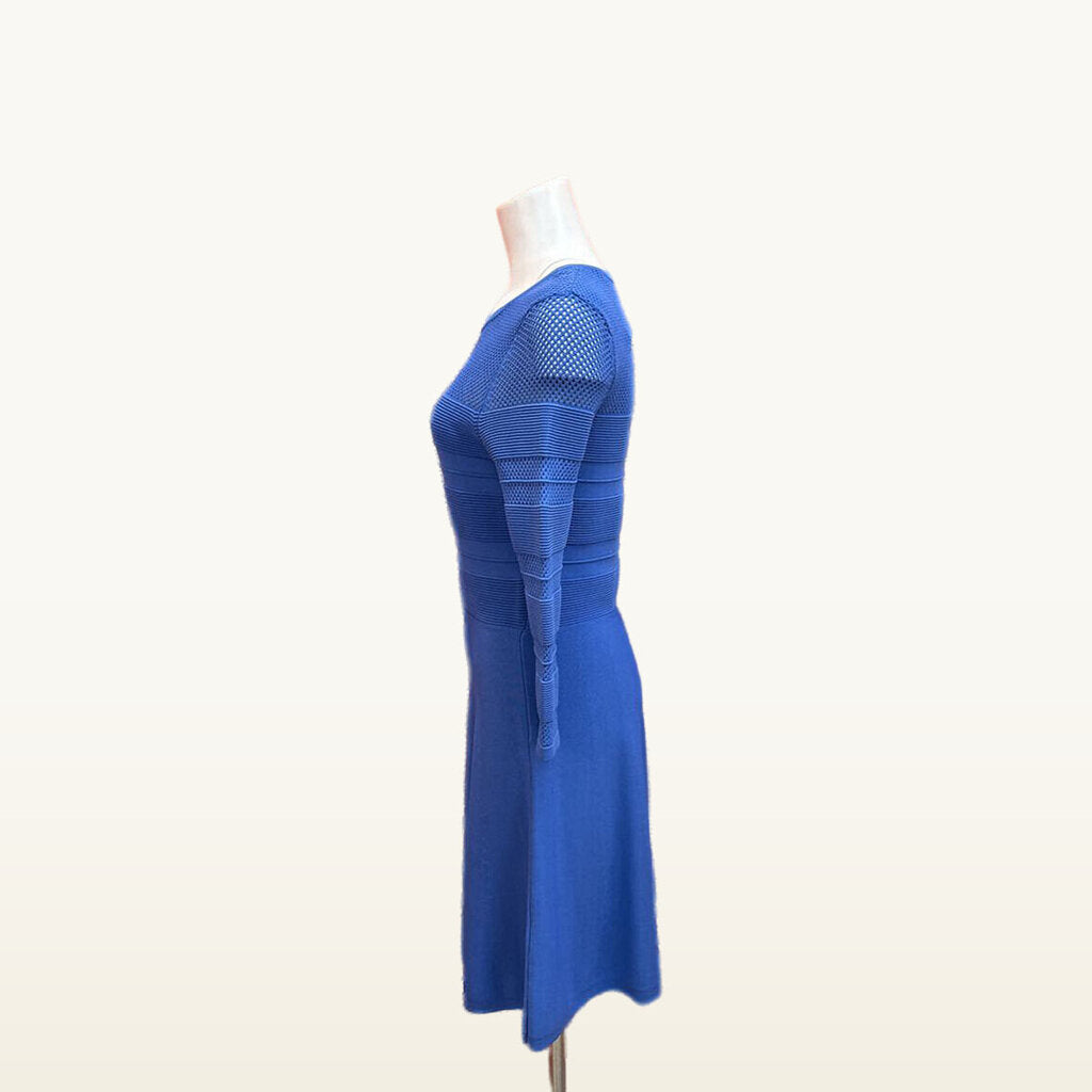 Vince Camuto Blue Mixed-Stitch Knit Dress - Medium
