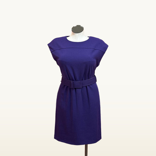 Calvin Klein Purple Belted Cap-Sleeve Dress - Size 12