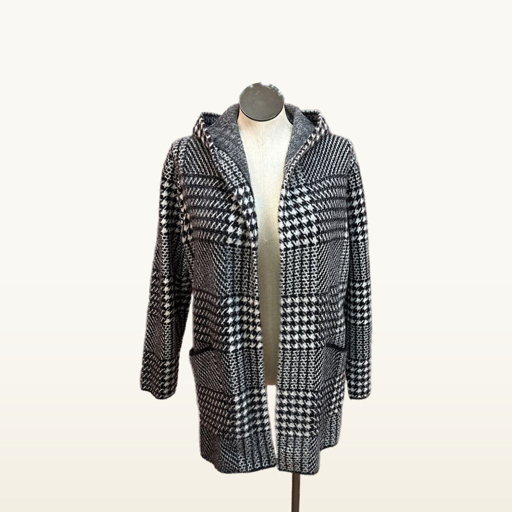 Workshop Republic Clothing Gray Plaid Hooded Cardigan - Large