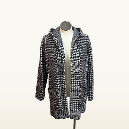 Workshop Republic Clothing Gray Plaid Hooded Cardigan - Large
