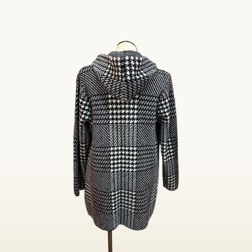 Workshop Republic Clothing Gray Plaid Hooded Cardigan - Large