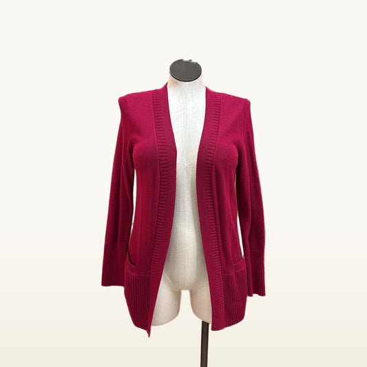 Talbots Pinkish Red Long Open-Front Cardigan - Large