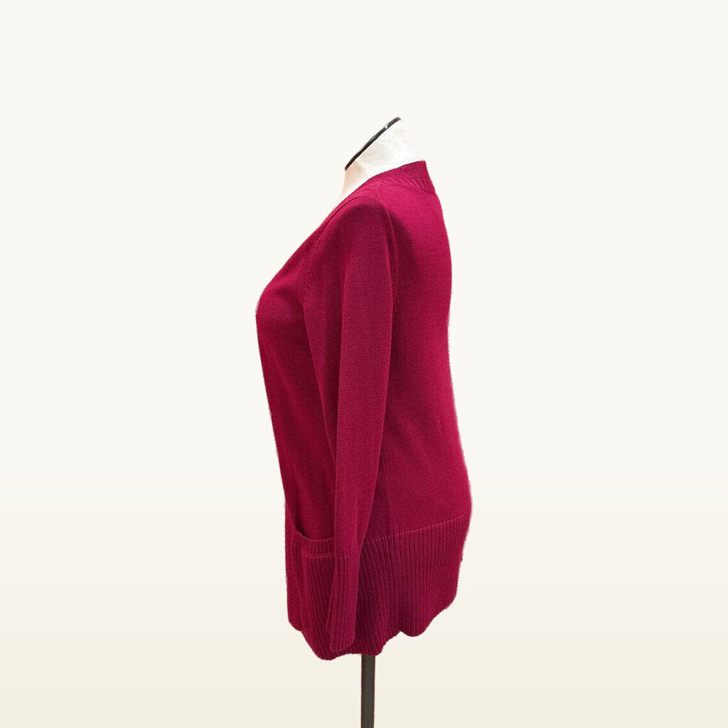 Talbots Pinkish Red Long Open-Front Cardigan - Large