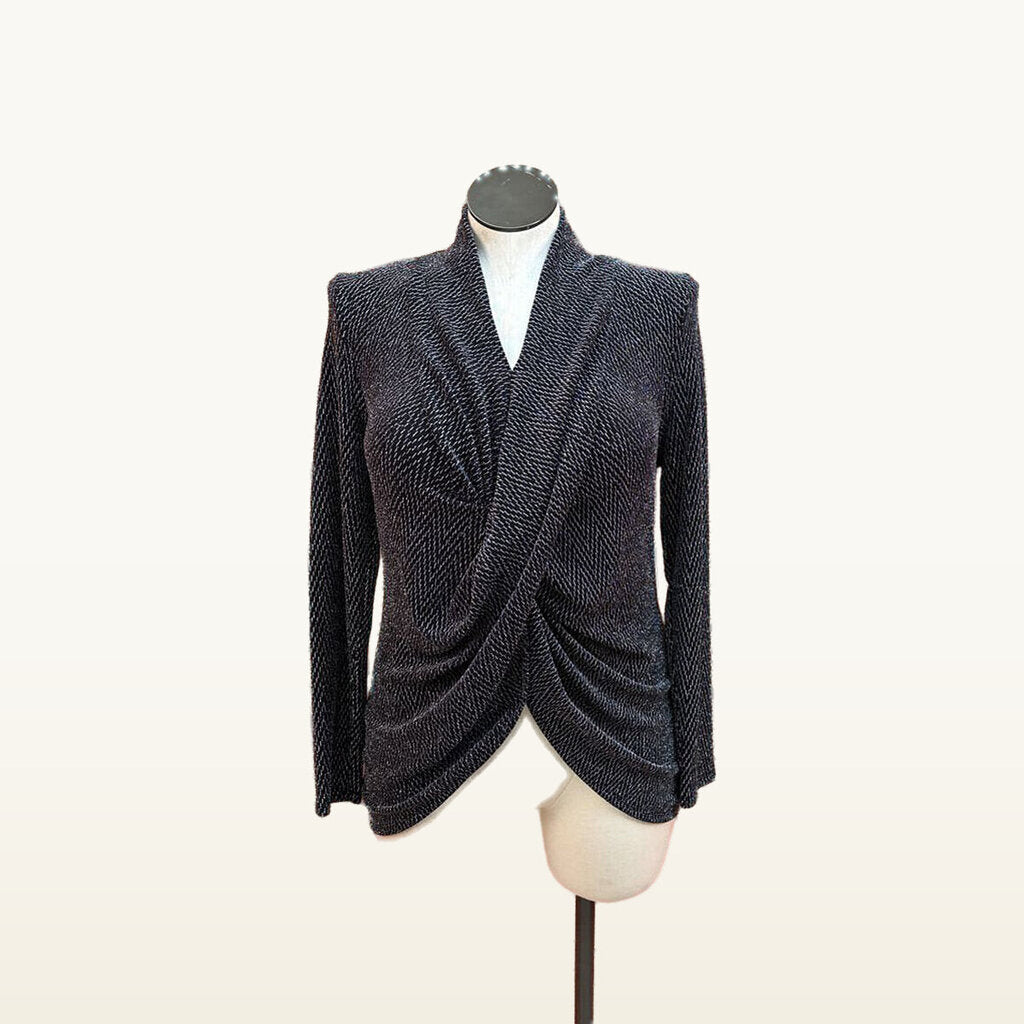 Chaus New York Women's Black Wrap Top